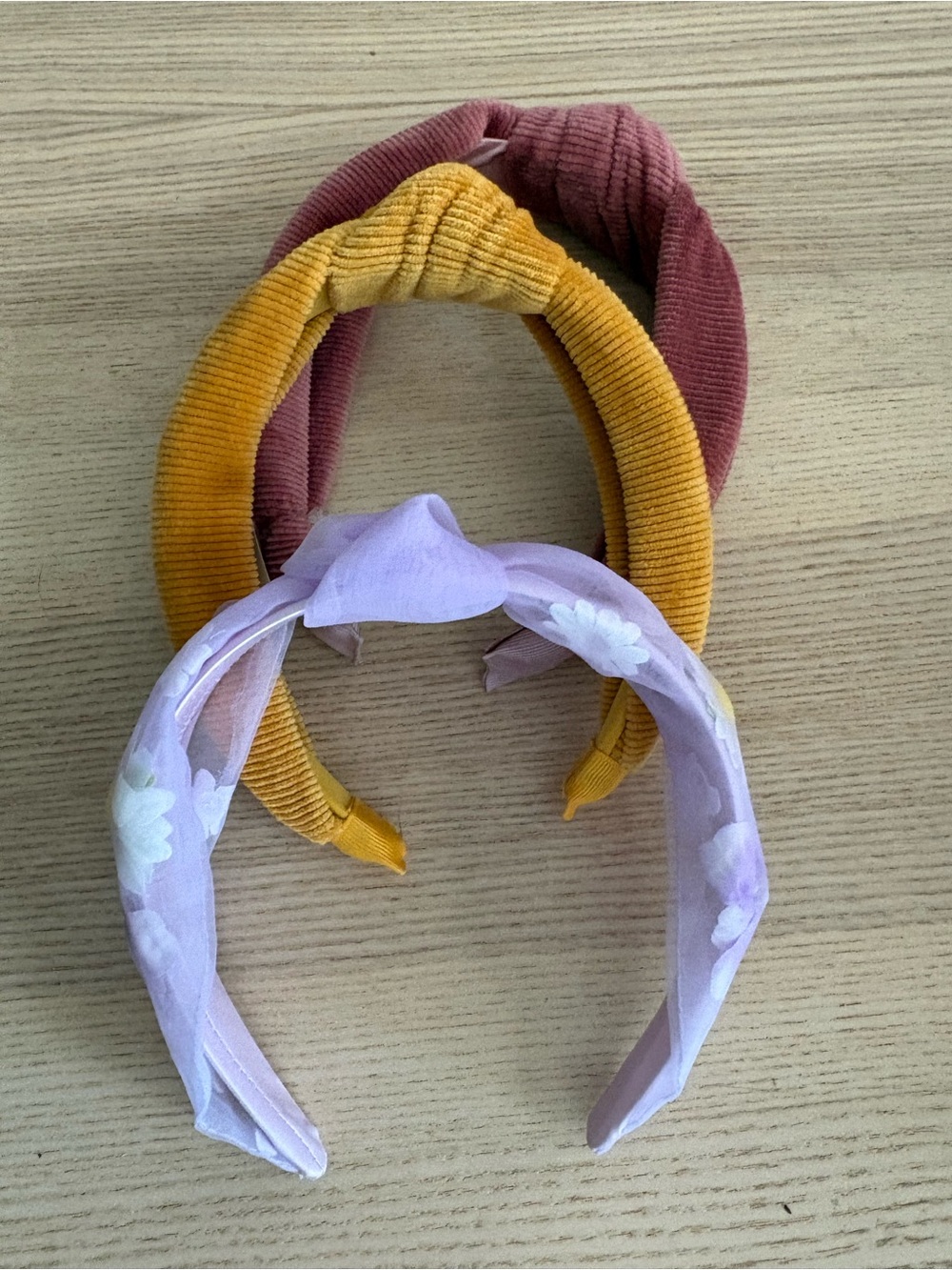 Set of 3 Knotted Headbands - Mauve, Mustard, Lavender Floral